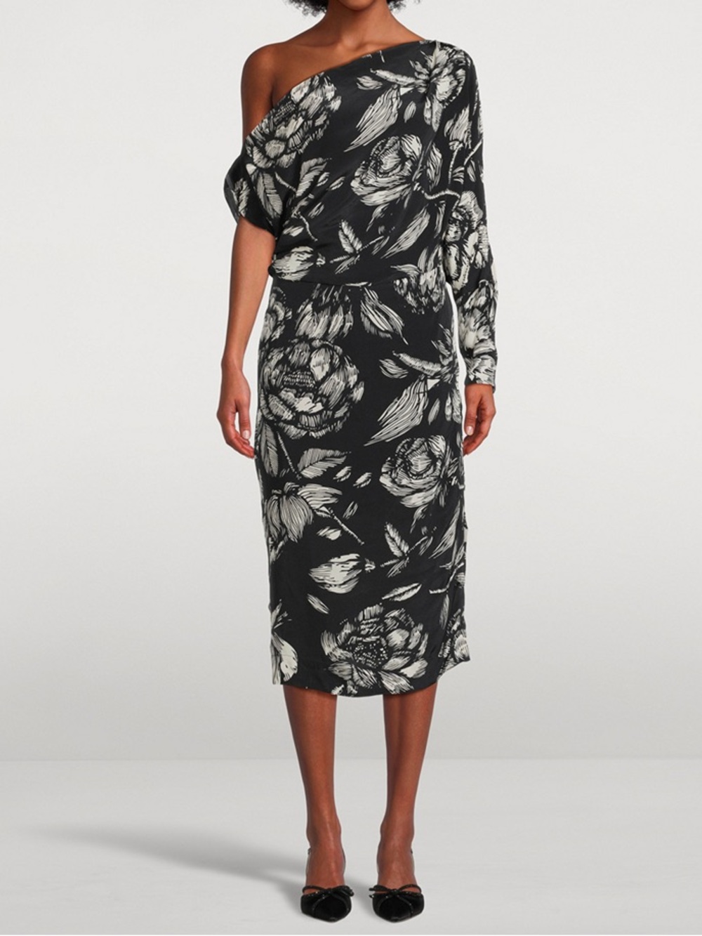 CAROLINA K Ayu Asymmetrical Floral Midi Dress